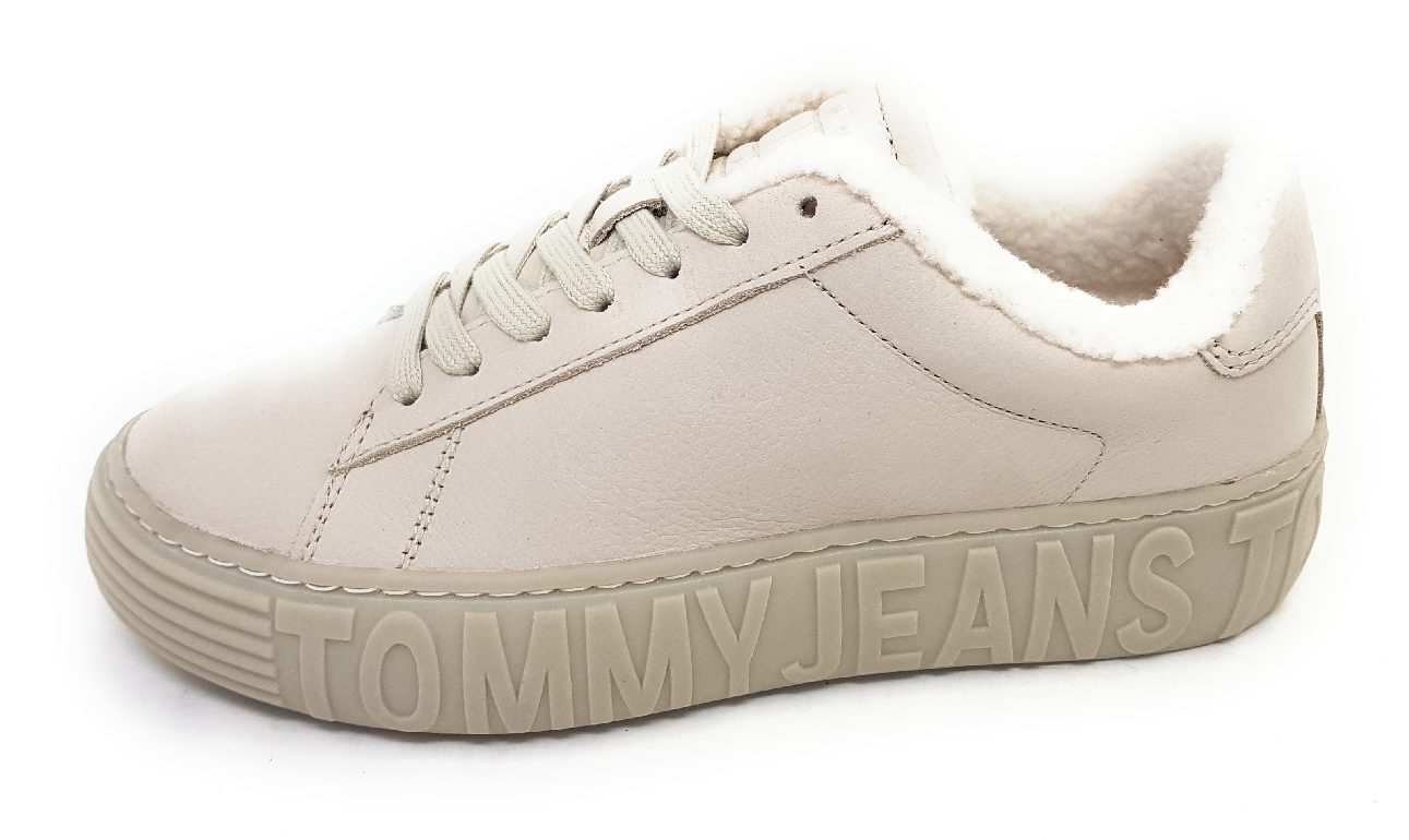 Tommy Hilfiger New Cupsole Leat WL EN0EN2274AEV Weiß AEV- Bleached Stone