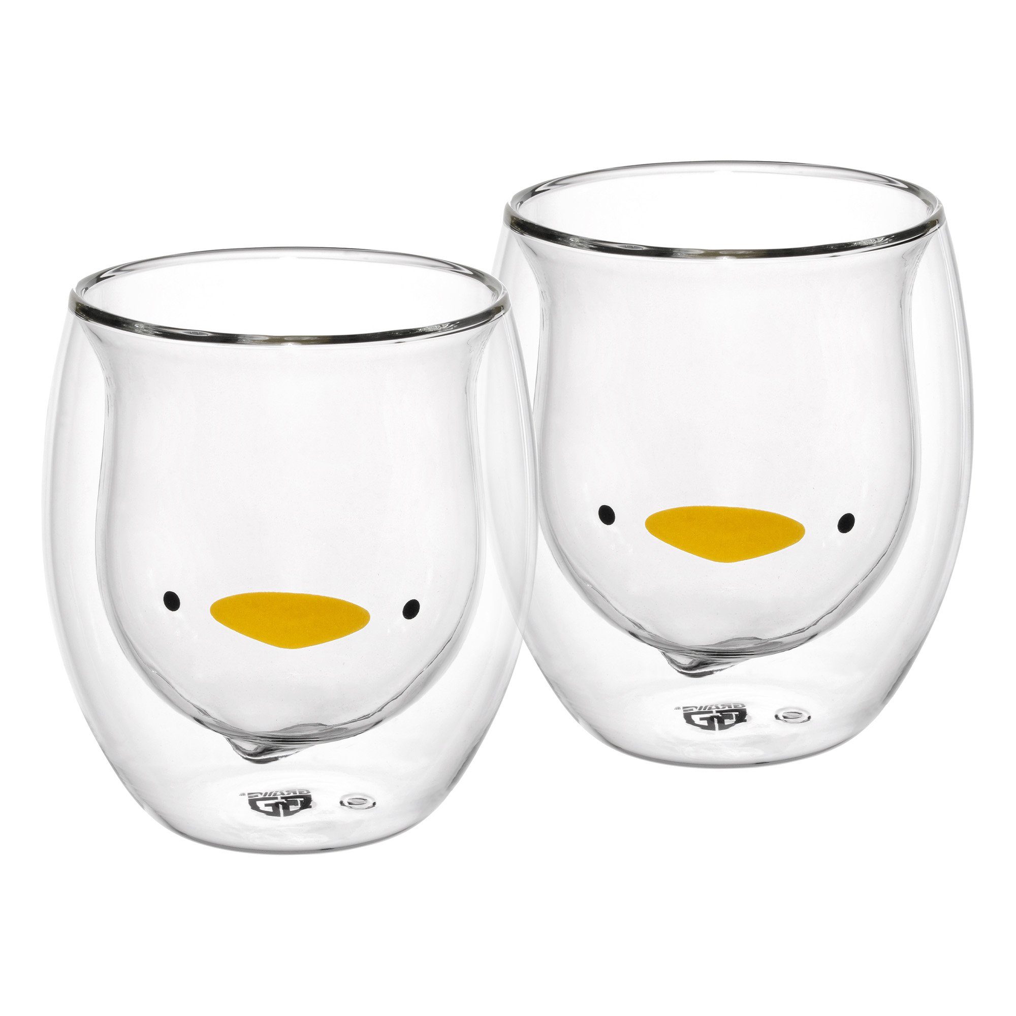 GRÄWE Glas GRÄWE Doppelwandige-Thermogläser, 285ml, 2er Set, Motiv Ente, Glas