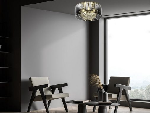 meineWunschleuchte LED Deckenleuchte, Dimmfunktion, LED wechselbar, Warmweiß, groß-e Lampenschirm Rauchglas Designer-lampen über-n Esstisch, Ø50cm