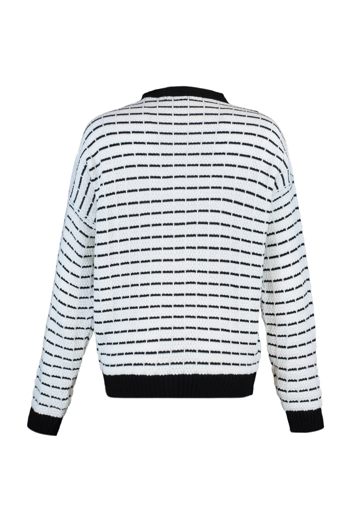 Trendyol Collection  Schwarz gestreifter Strick-Cardigan TWOAW23HI00261