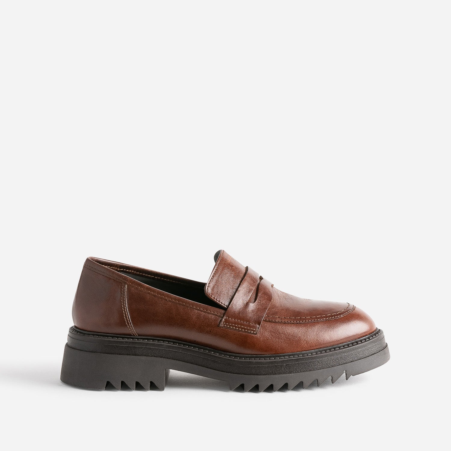 Mocassin TEXTO cognac en cuir à semelle crantée