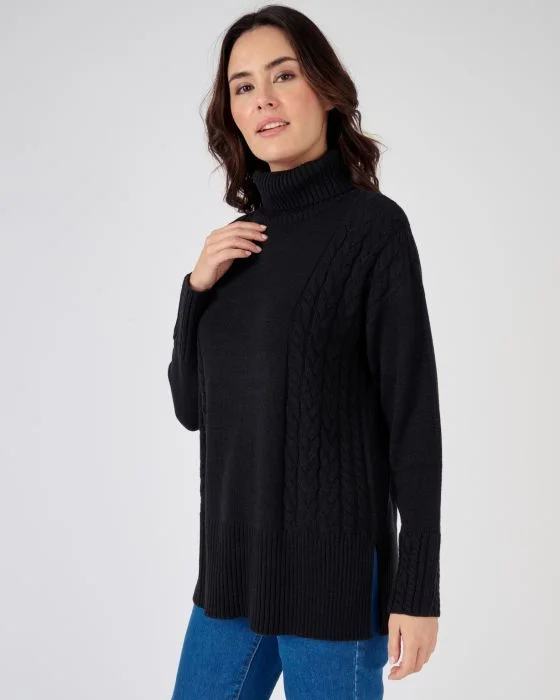 Pull col roulé à torsades