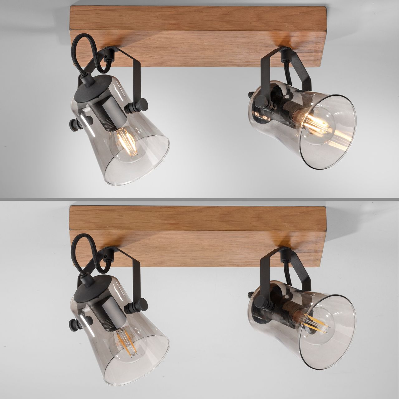 JUST LIGHT Deckenleuchte GREEN LANGSTRÖM, 2x E14/10Watt max., Holz-natur