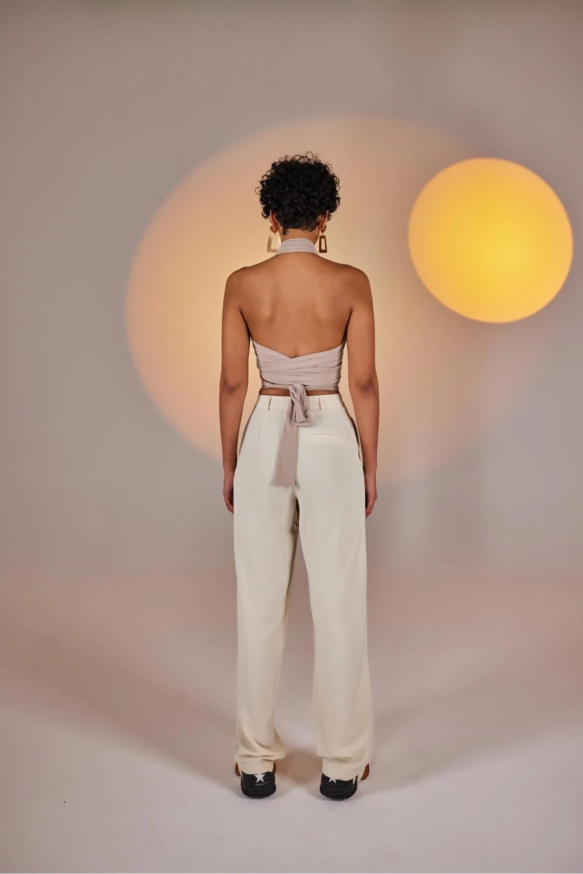 HOLLY LOLLY  Palasia-Hose aus Stoff mit hoher Taille im Palazzo-Schnitt, Beige