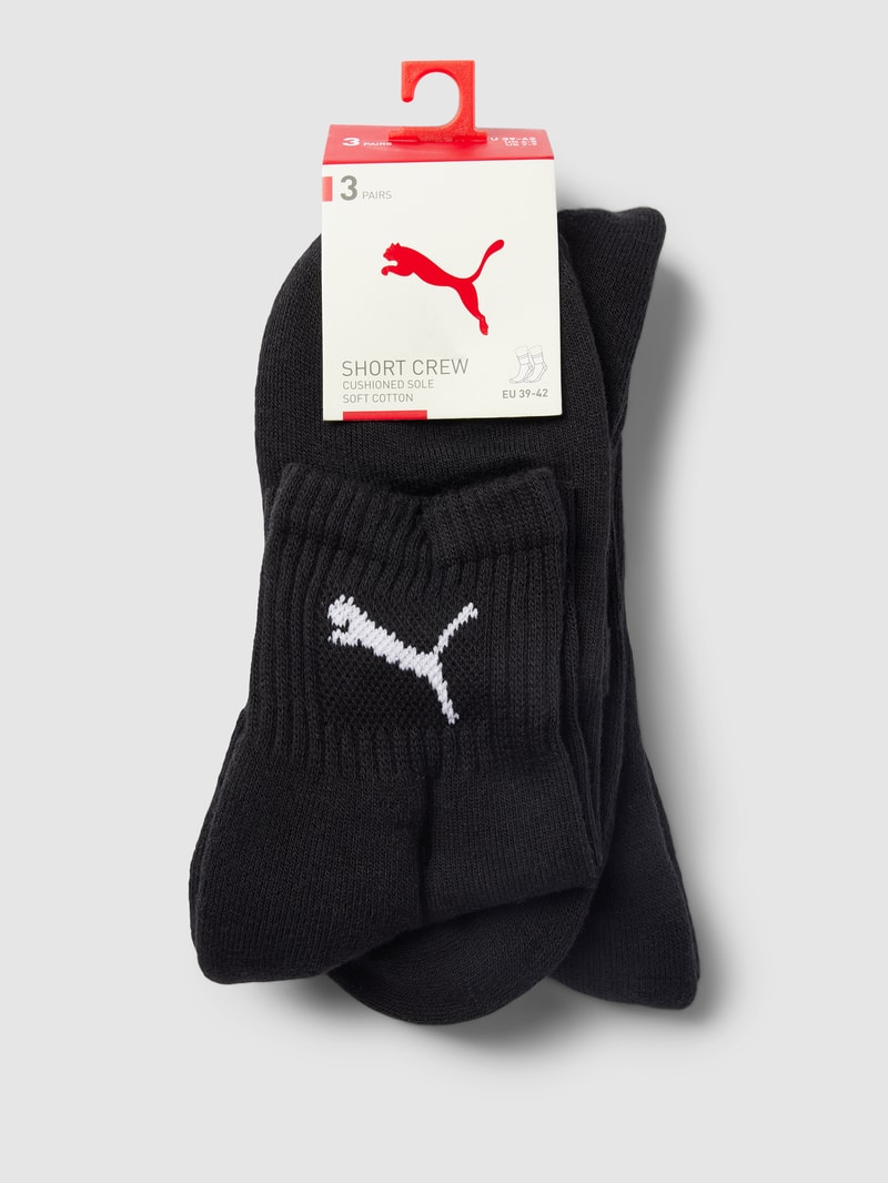 Socken mit Label-Detail im 3er-Pack Modell 'SHORT CREW' in schwarz
