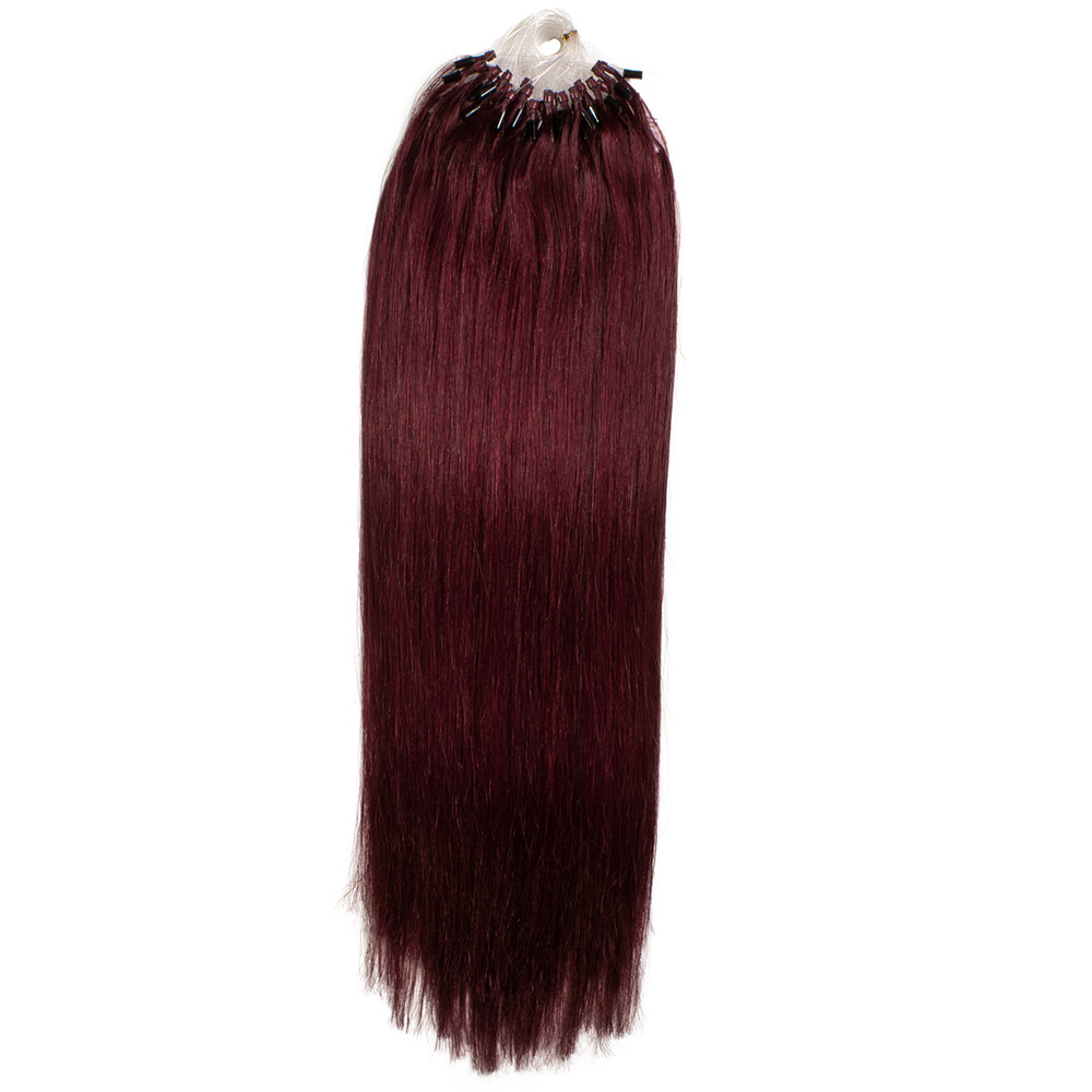 hair2heart Extensions à froid Microring Premium cheveux naturels #99j Bourgogne 0.5g extensions