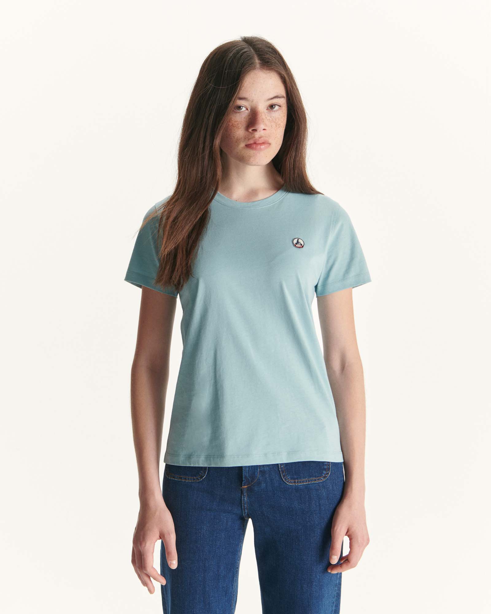T-shirt à col rond en coton biologique Iceberg bleu Rosas