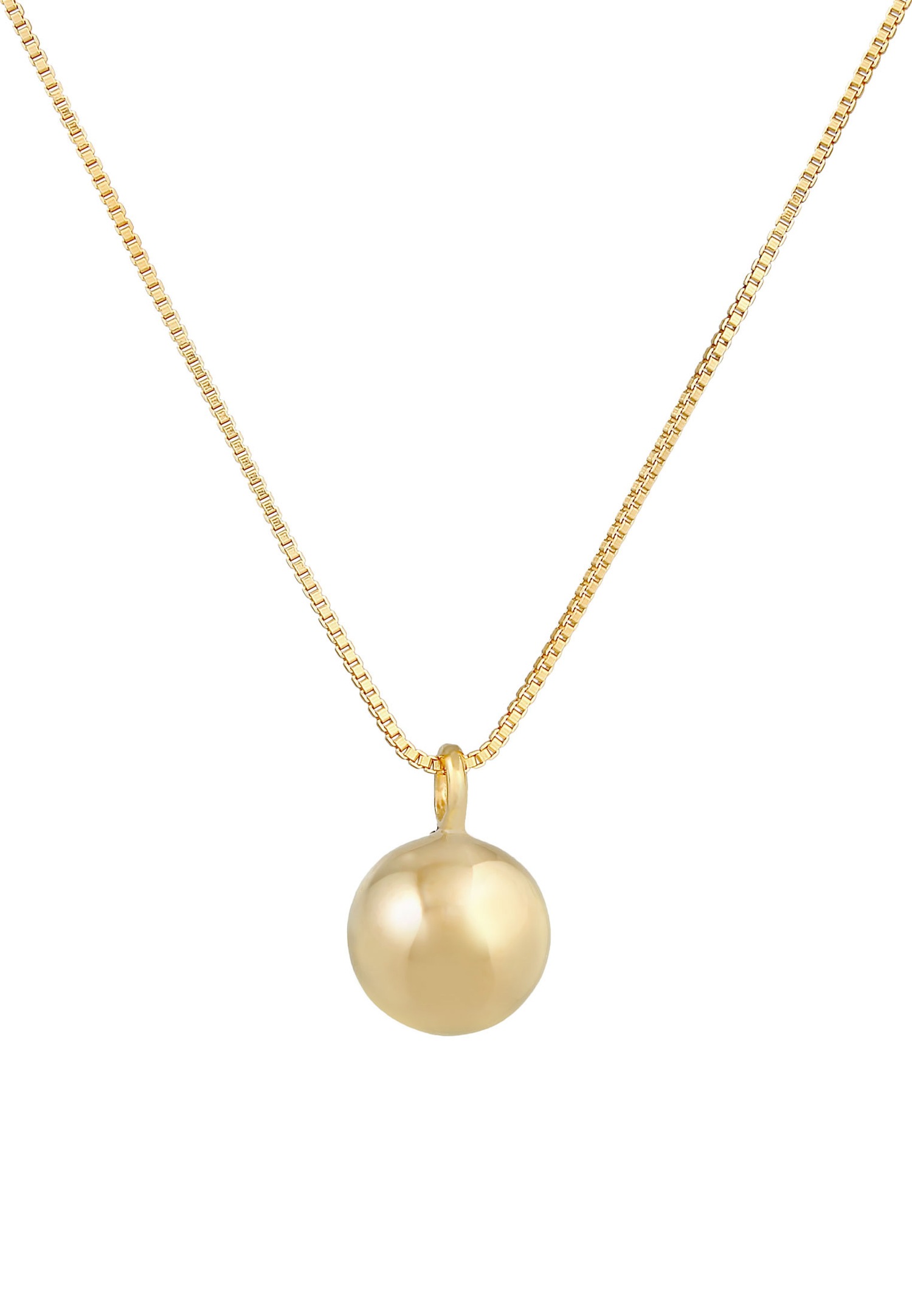 Elli PREMIUM Round Ball Pendant for Women, Basic Trend Blogger Minimal, in 925 Sterling Silver with Gold Plating