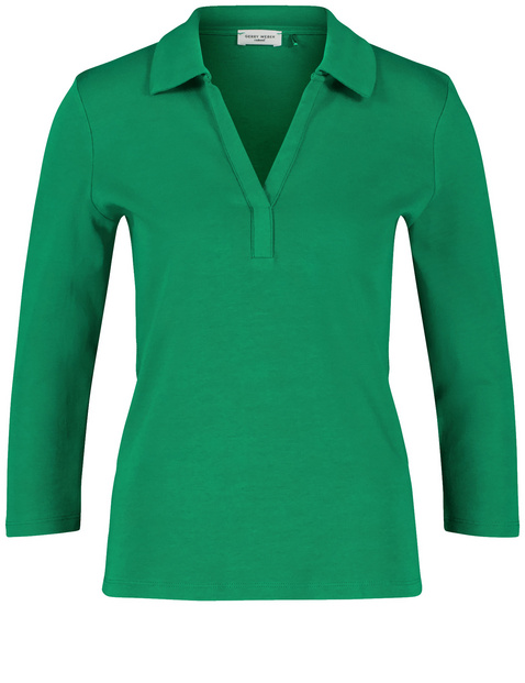 3/4 Arm Poloshirt aus Baumwolle