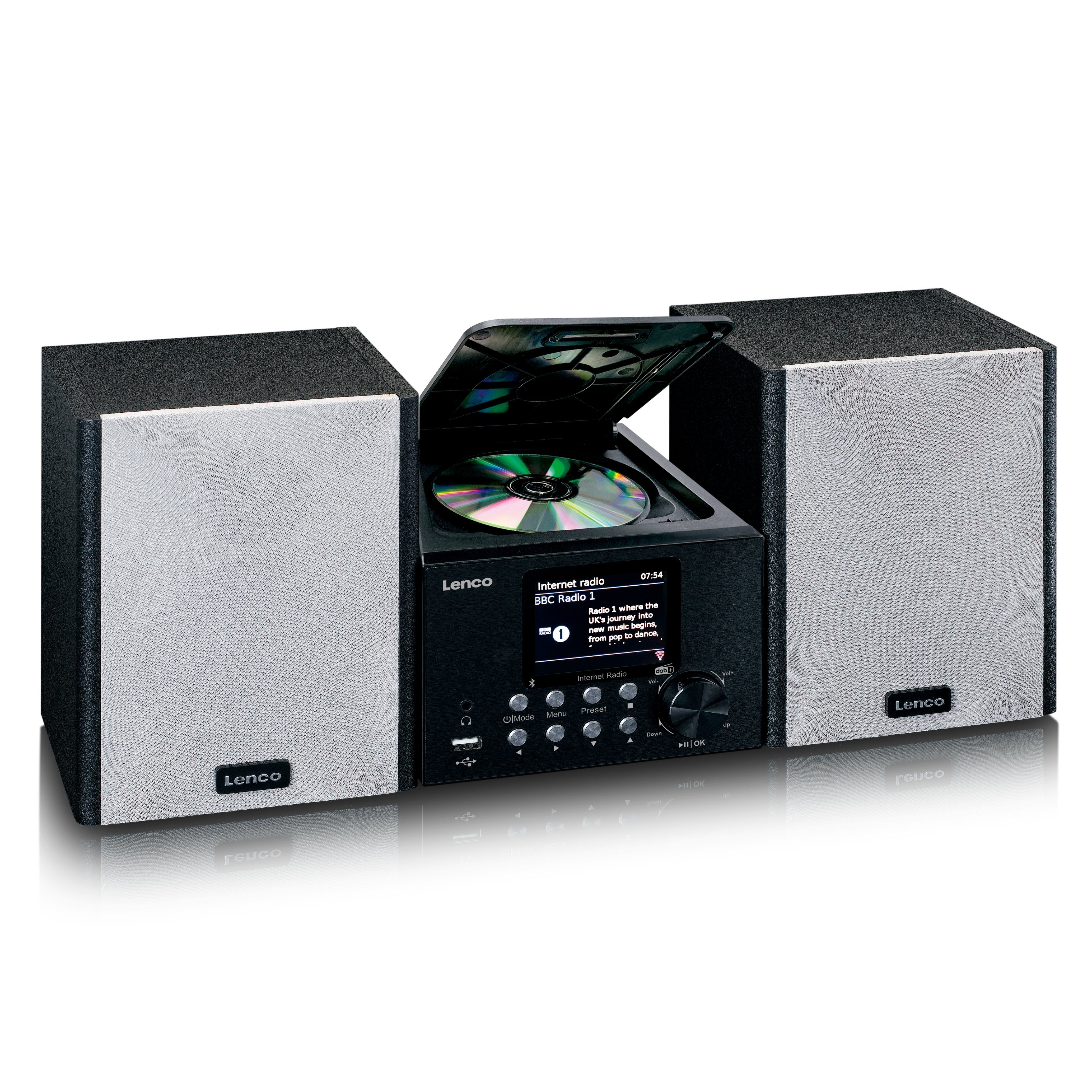Lenco MC-250BK CD-Radiorecorder (DAB+,FM,Internet)