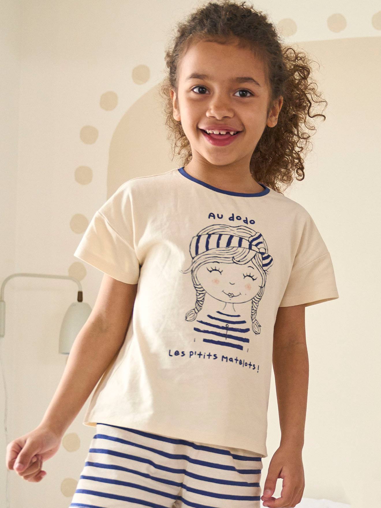 Pyjashort fille capsule nuit famille marin écru