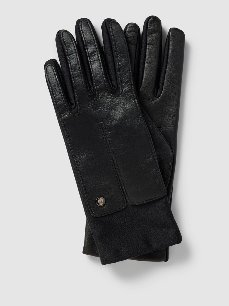 Handschuhe in Leder-Optik Modell 'SPORTIVE TOUCH' in schwarz