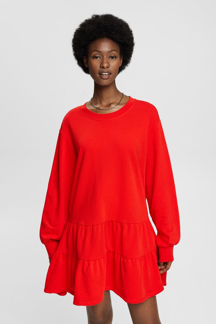 Mini-Sweatshirt-Kleid mit Rüschen