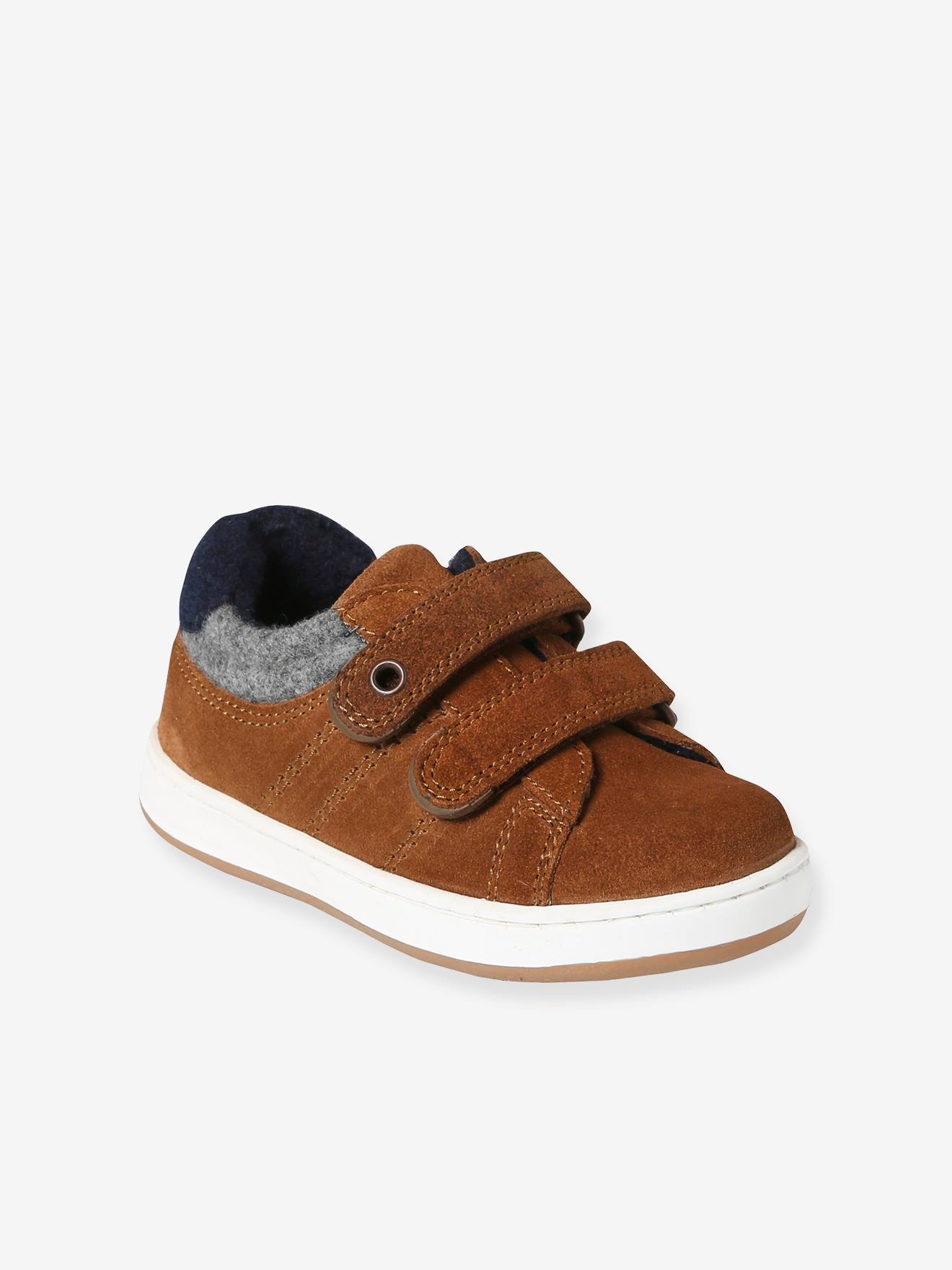 Baskets scratchées cuir enfant collection maternelle marron