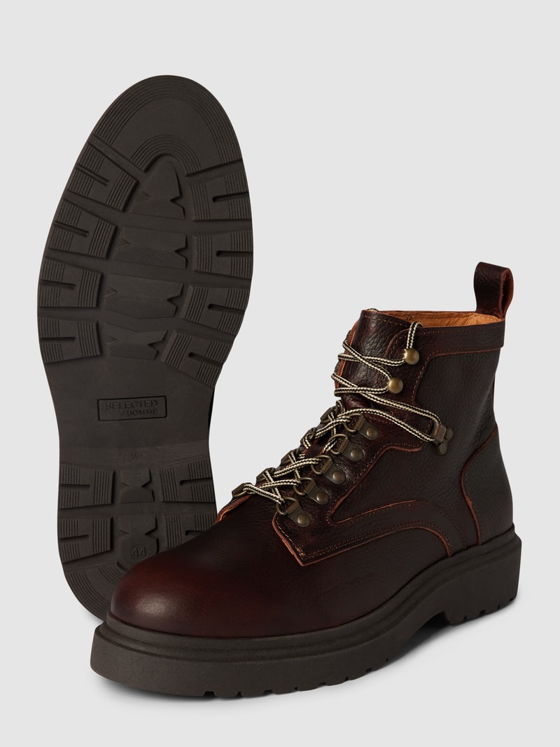 Boots aus Leder Modell 'SLHANDY LEATHER HIKING' in mittelbraun