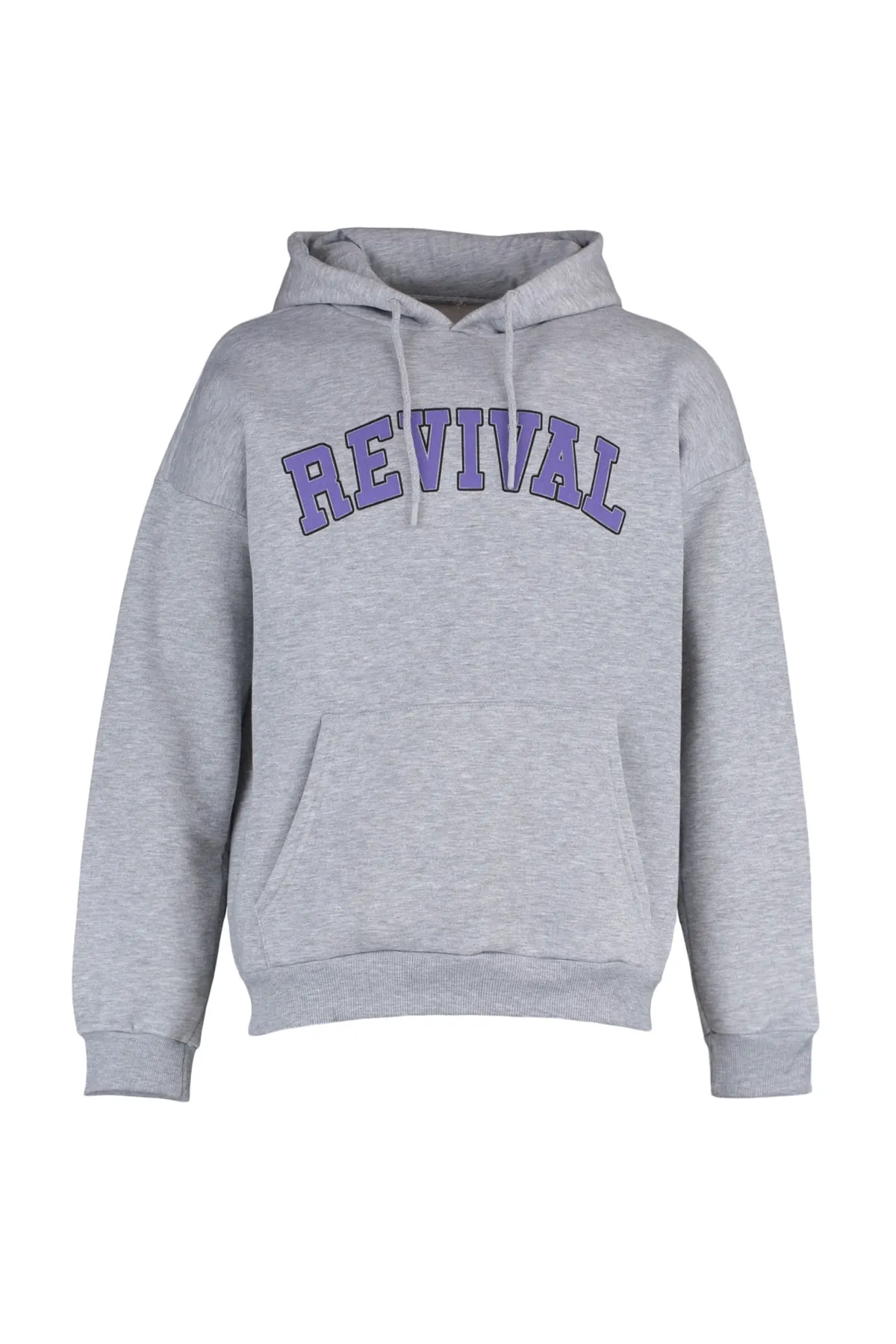 Trendyol Collection  Graues, übergroßes/weit geschnittenes Unisex-Sweatshirt aus Baumwolle mit Kapuze TMNAW22SW1462