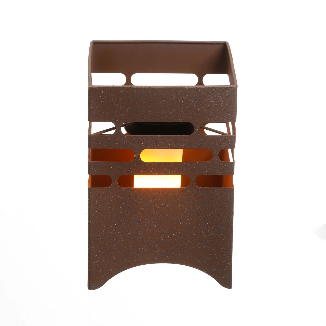 Gartenfreude AMARE Solar Garten Windlicht Feuerstelle in moderner Rostoptik Warmweiß mit Flammeneffekt, eckig, 15,5 x 15,5 x 23,5 cm, Dämmerungssensor