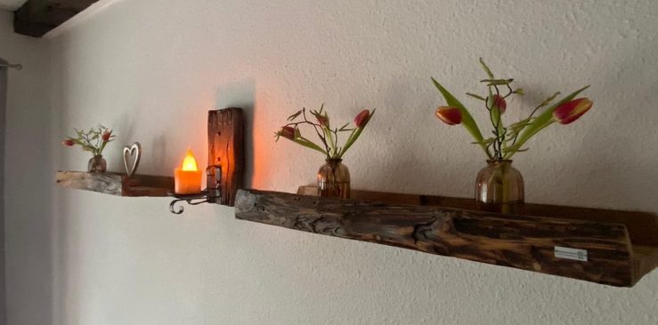 Home Feeling Deko-Wandregal Regale aus recyceltem Teakholz, drei verschiedene Längen