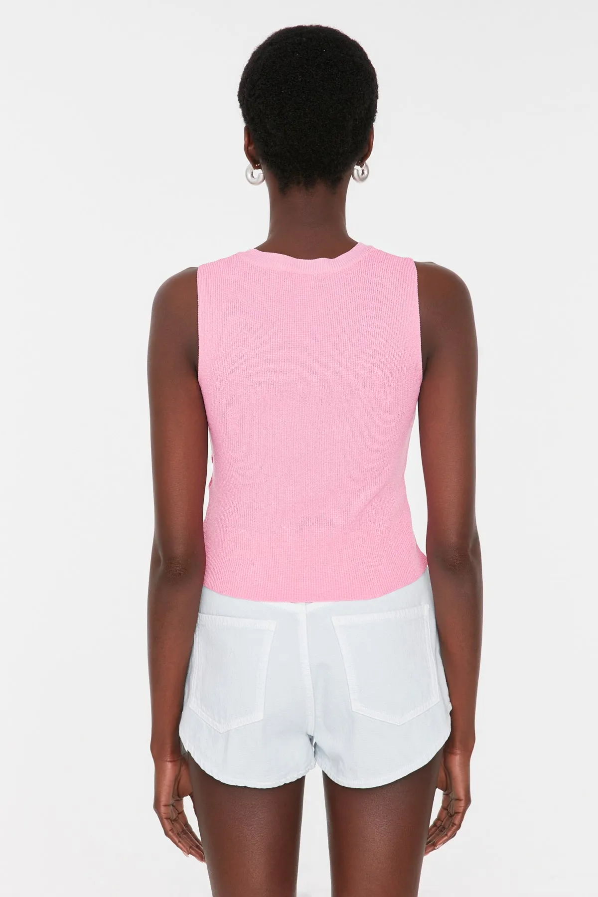Trendyol Collection  Rosa Strickbluse mit Rundhalsausschnitt