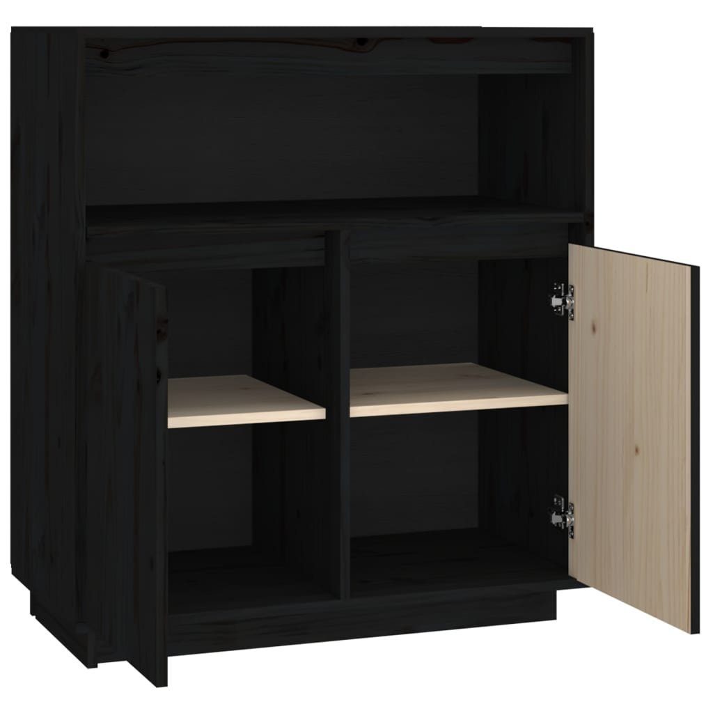 vidaXL Sideboard Sideboard Schwarz 70x34x80 cm Massivholz Kiefer (1 St)