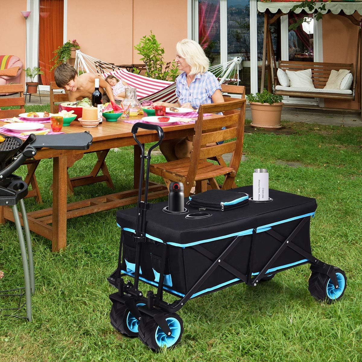Costway Bollerwagen faltbar mit Dach bis 50 kg belastbar