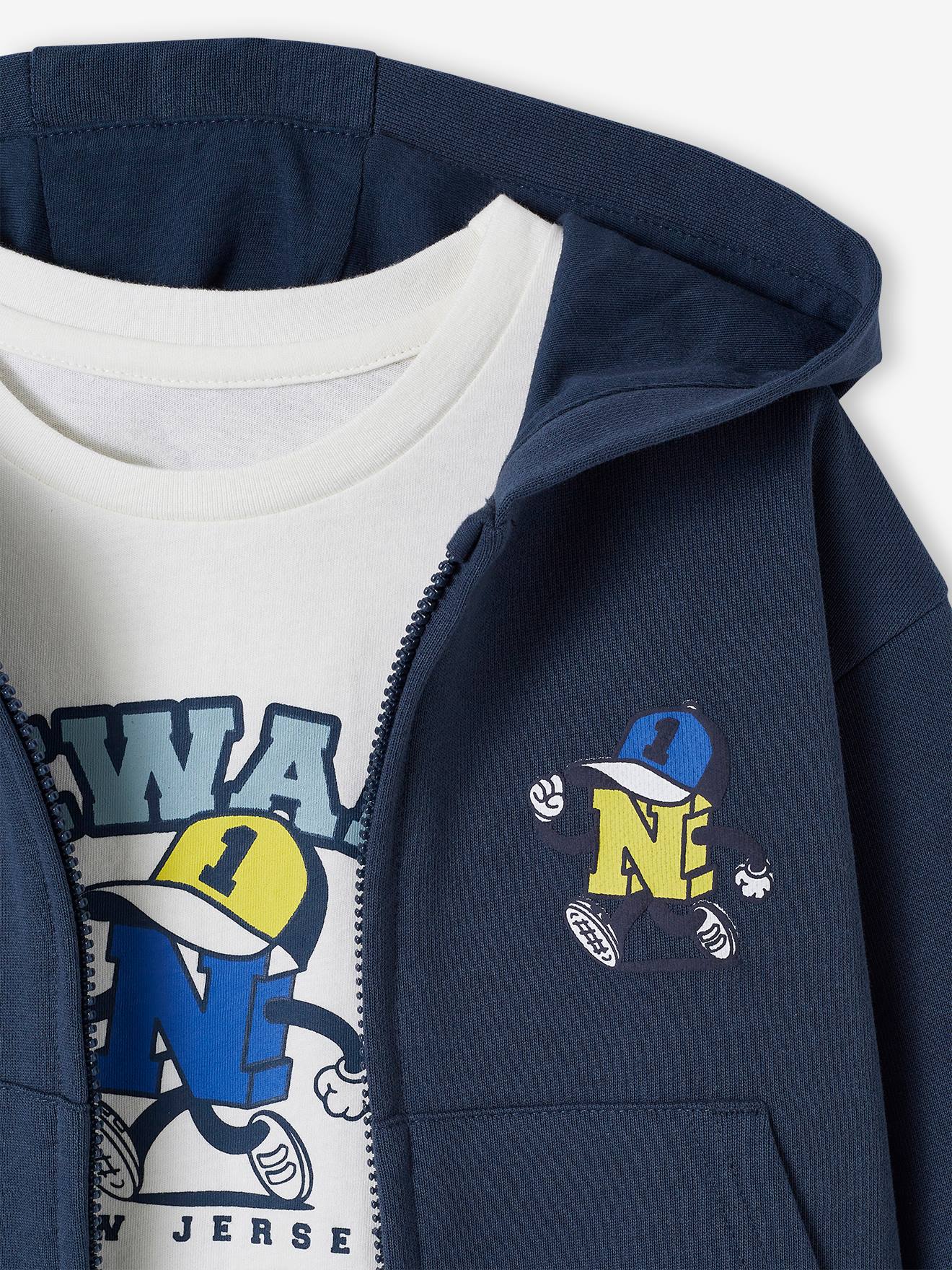 Vertbaudet Jungen Sport-Set: Sweatjacke, T-Shirt & Shorts - marine