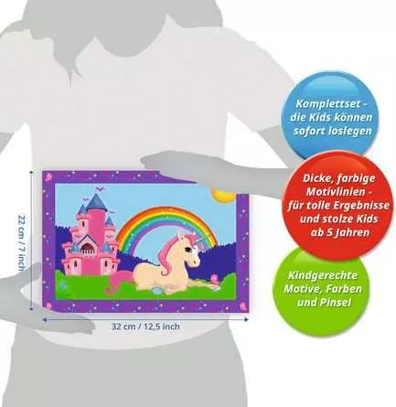 CreArt Bunte Einhornwelt - Malen nach Zahlen für Kinder ab 5 Jahren