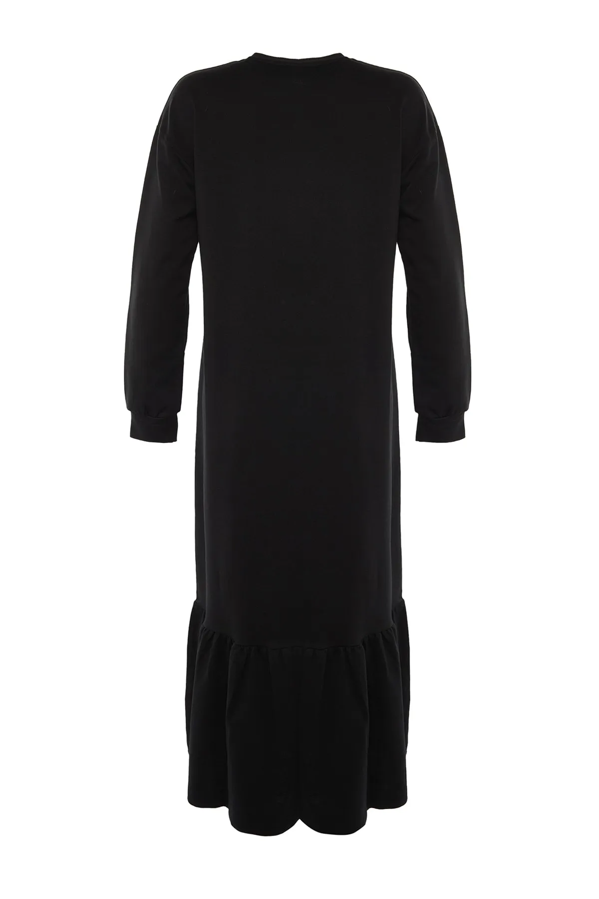 Trendyol Modest  Schwarzes Strickkleid mit Rundhalsausschnitt und Raffung TCTSS22EL00000