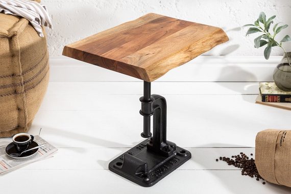 riess-ambiente Beistelltisch FACTORY 43cm natur, Massivholz · Metall-Fuß · Industrial Design · Akazie