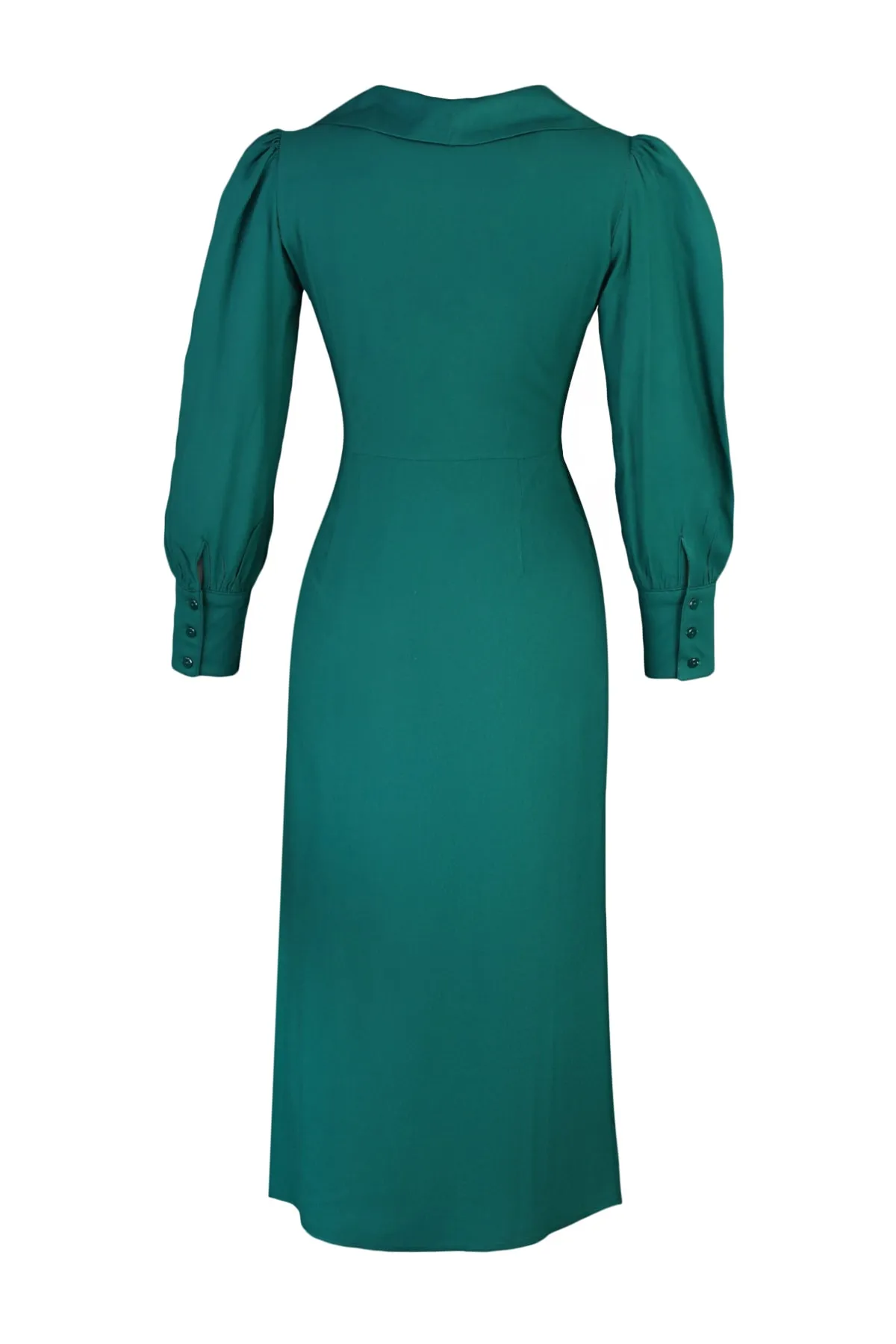 Trendyol Collection  Smaragdgrünes Midi-Kleid mit zweireihigem Kragen und Schlitz und detailliertem Webmuster TWOAW21EL0230