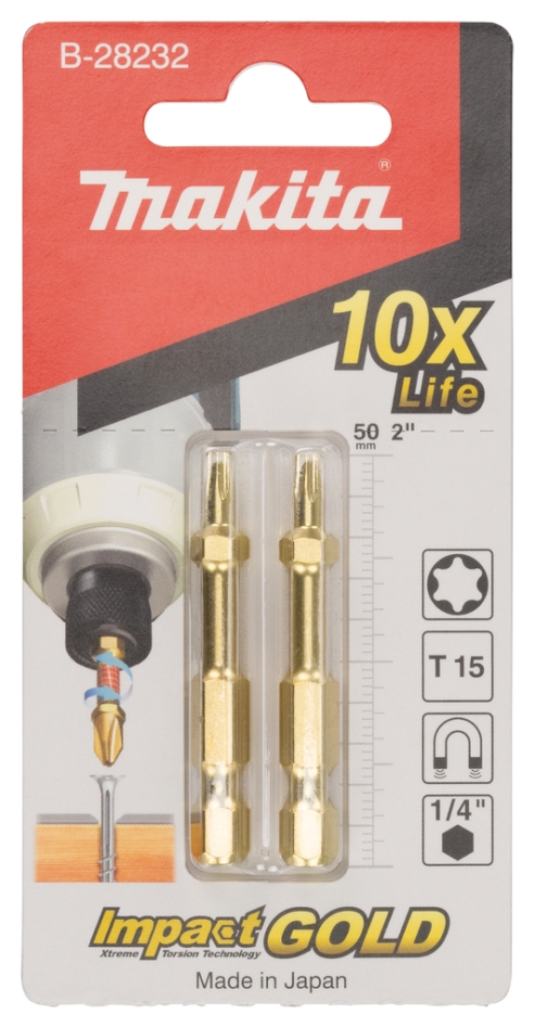 Akcesoria Makita B-28232 XTT bit do wkrętarki udarowej kształt E Torx 15 50 mm, 2 sztuki