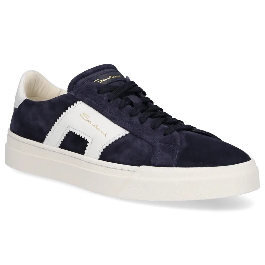 Santoni - Sneaker low DOUBLE BUCKLE Veloursleder - blau