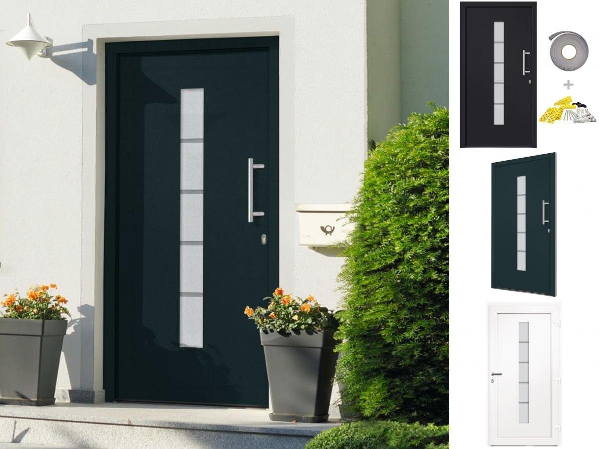 vidaXL Haustür Haustür Aluminium und PVC Anthrazit 100x210 cm Hauseingangstür Wohnung