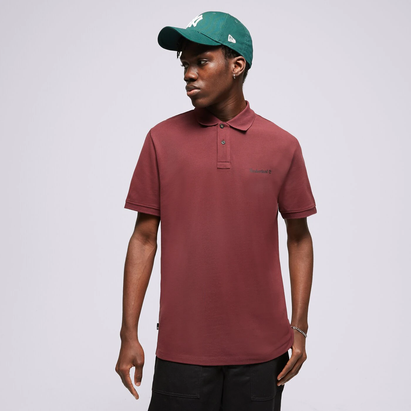 TIMBERLAND T-SHIRT SMALL LOGO PRINT POLO (REGULAR) Dunkelrot