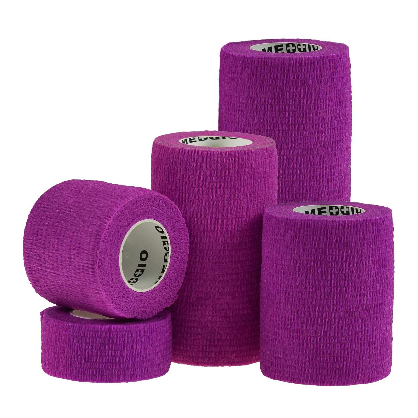 meDDio Pferdebandage 1 Haftbandage Selbsthaftende Bandage / Fixierbinde 7,5cm x 4,5m purple