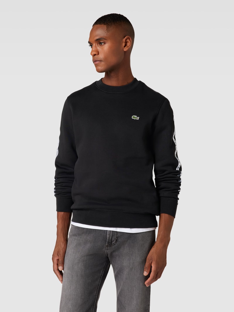 Sweatshirt mit Rundhalsausschnitt Modell 'TAPE CREW' in schwarz