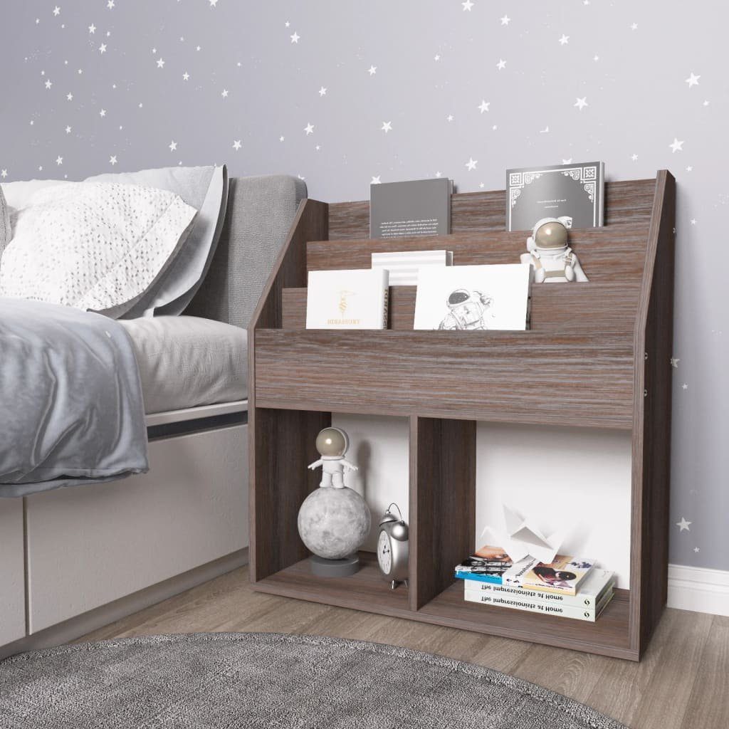 vidaXL Zeitungsständer Kinder-Bücherregal Grau Sonoma-Eiche 71x30x78,5cm Holzwerkstoff (1 St)