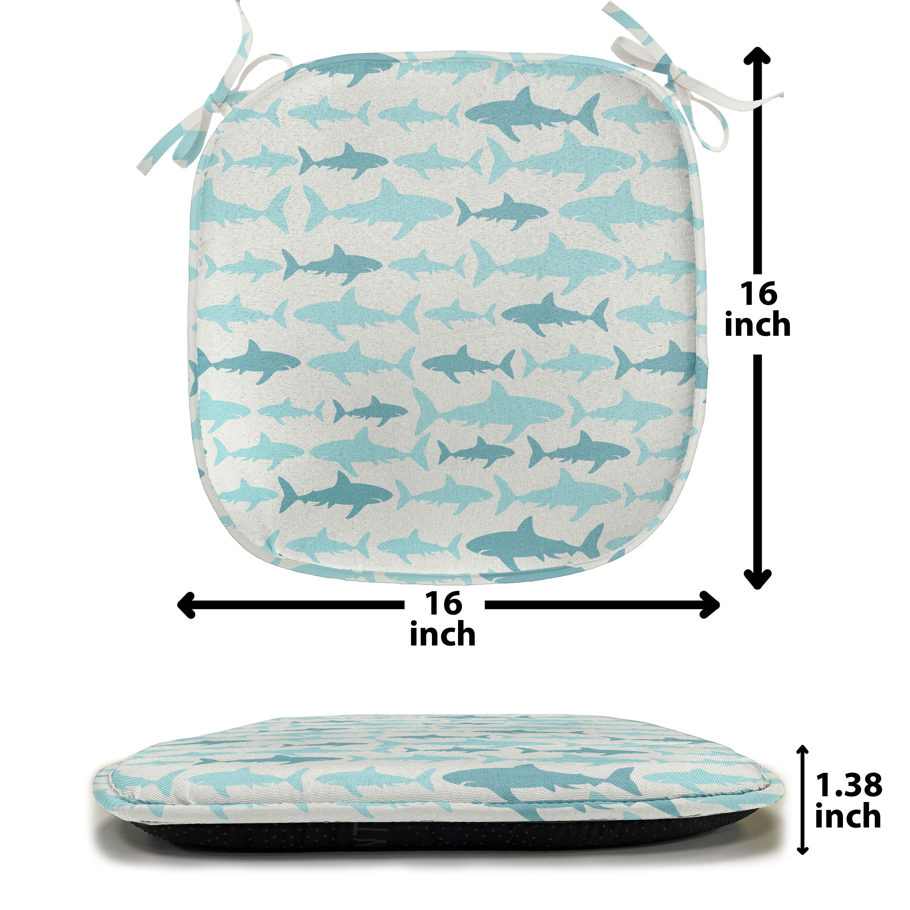 Abakuhaus Stuhlkissen Dekoratives wasserfestes Kissen mit Riemen für Küchensitze, Ozean Schwimmen Sharks in Sea