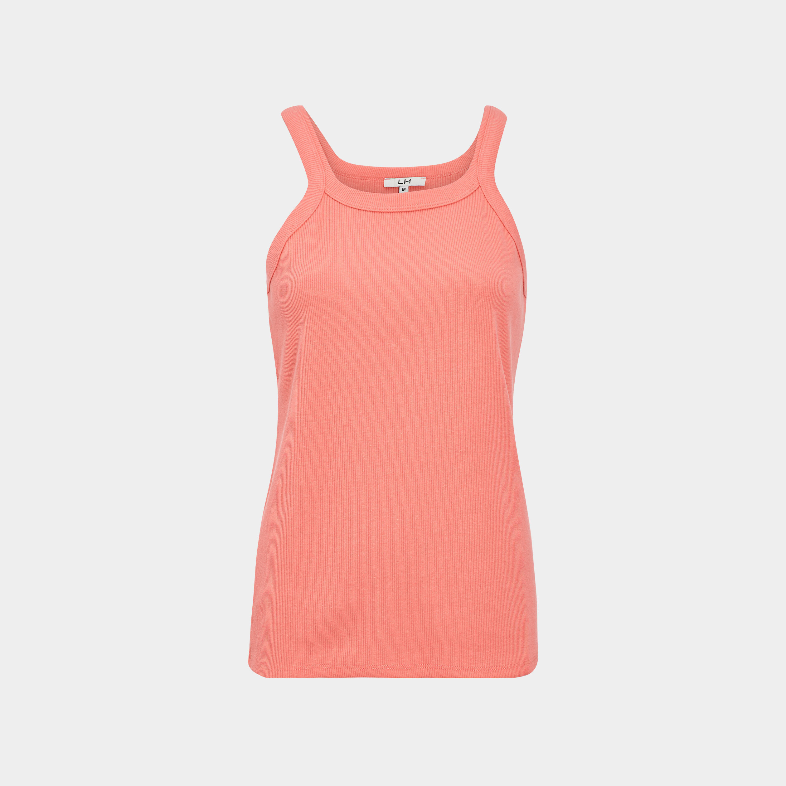 Débardeur côtelé encolure américaine rose corail femme | La Halle