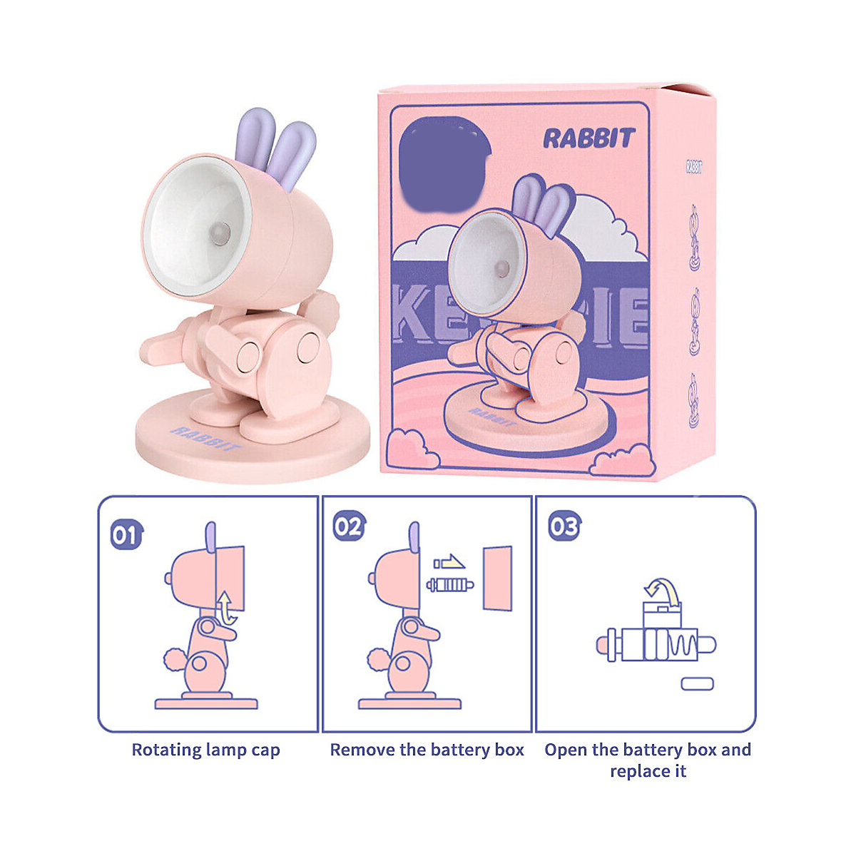 Mini Nachtlicht Faltbare Kaninchen Nachtlichter für Kinder