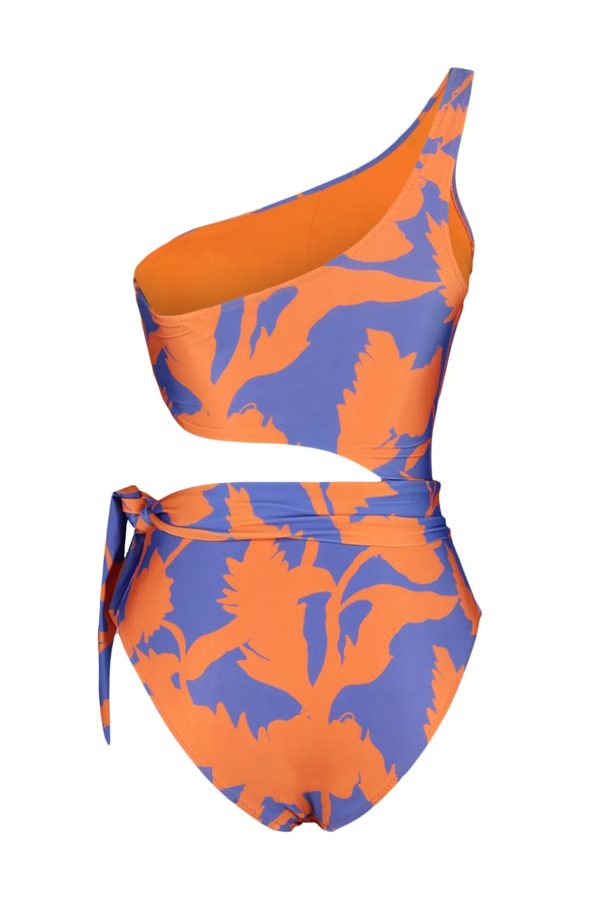 Trendyol Collection  Badeanzug mit Blumenmuster, One-Shoulder-Ausschnitt/Fenster, normal, TBESS22MA0197