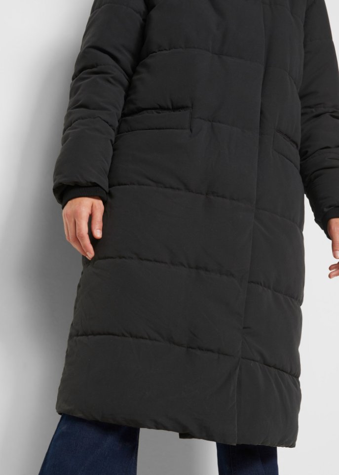 Wattierter Oversize-Mantel mit Kapuze, aus recyceltem Polyester