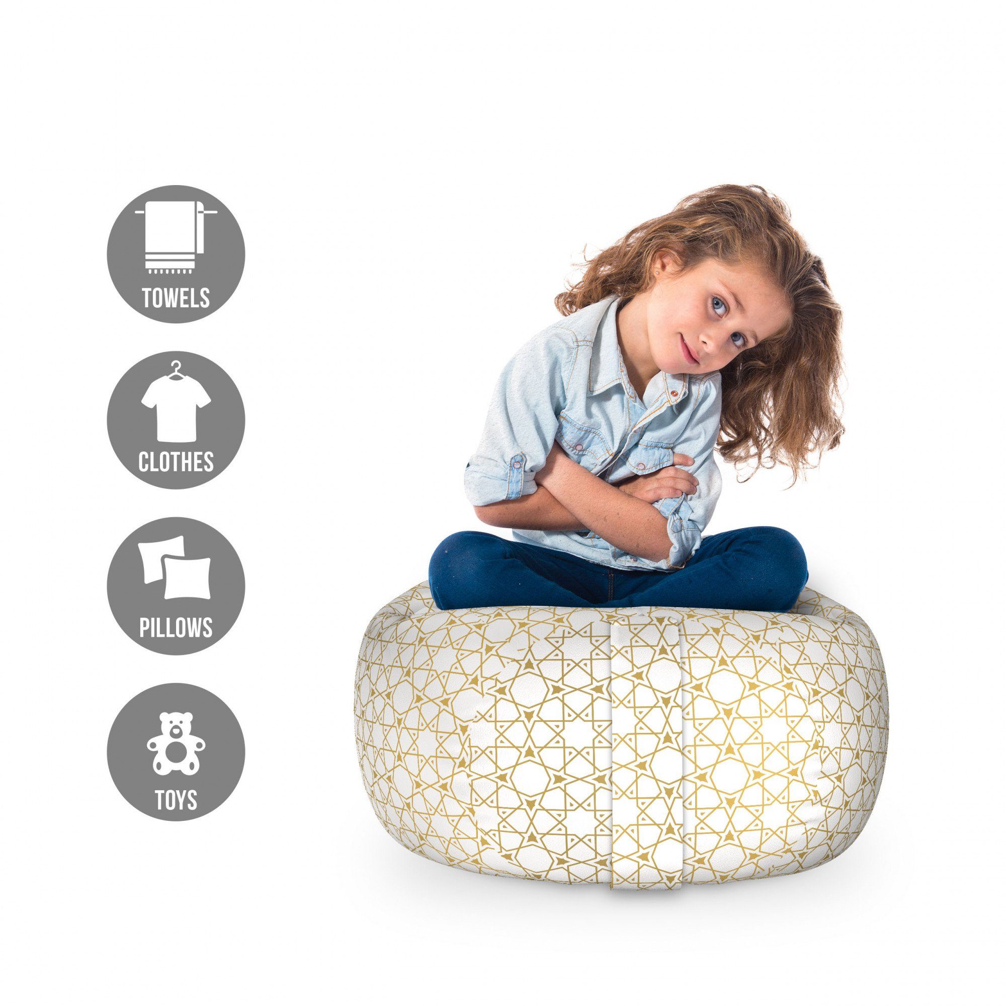 Abakuhaus Spielzeugtruhe Gefüllter Tier Organizer Waschbare Tasche für Kinder, marokkanisch Traditionelle girih Stern