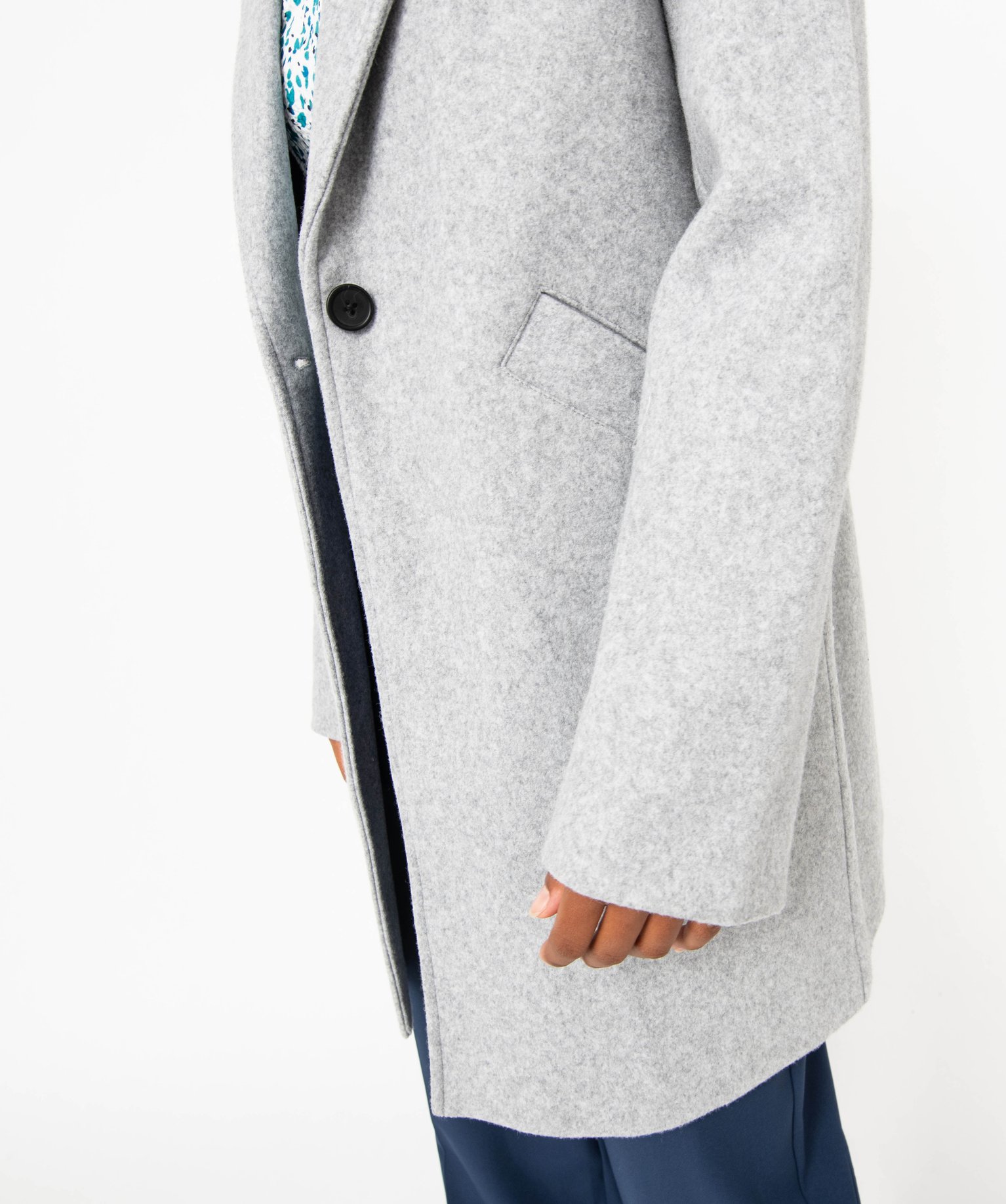 Manteau long à col tailleur femme gris | GEMO