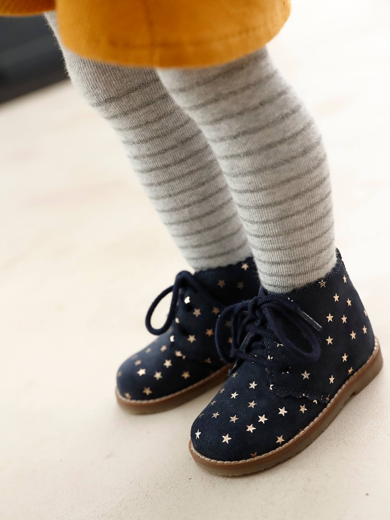Vertbaudet Mädchen Baby Schnürboots - marine sterne