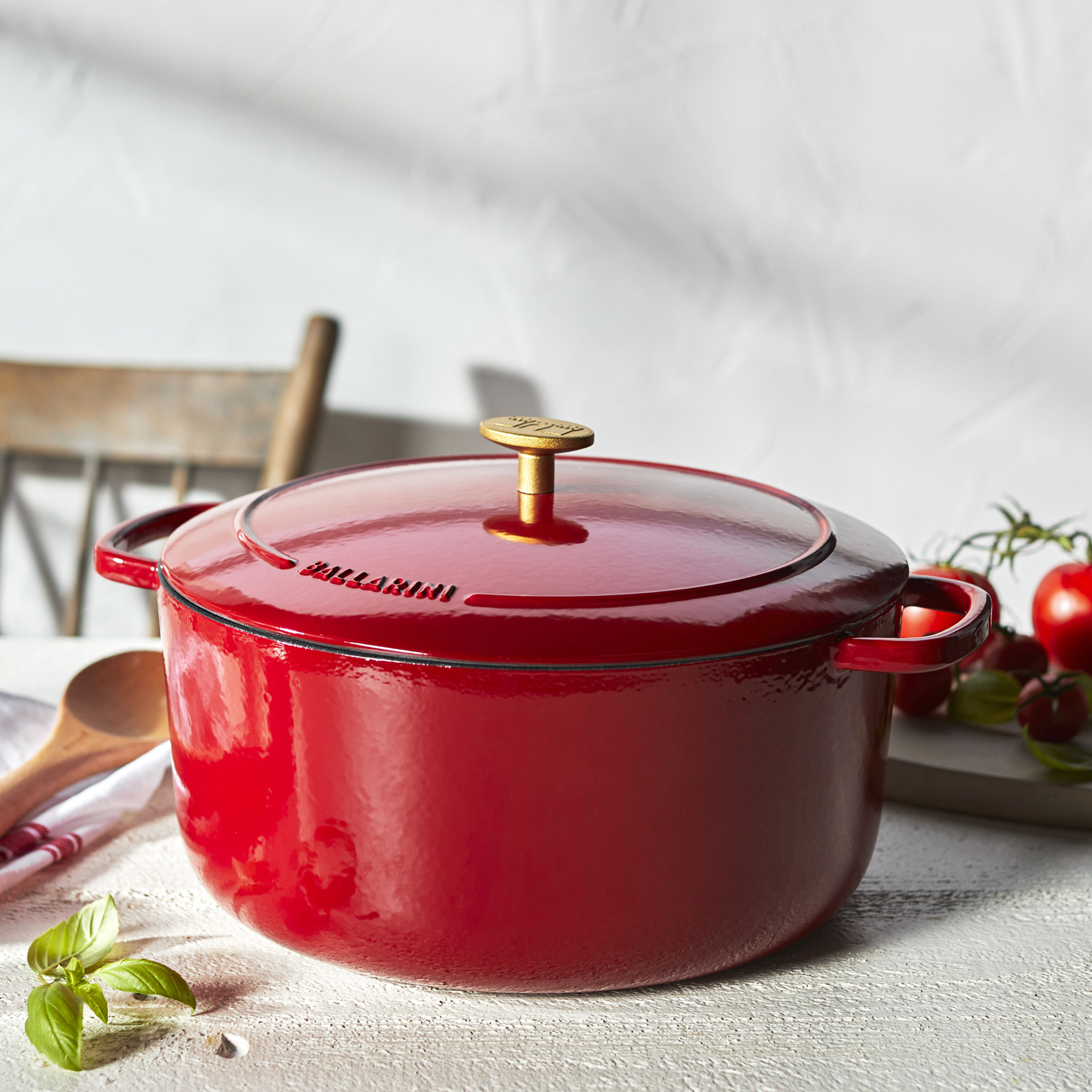 Cocotte 28 cm, rund, Rot, Gusseisen