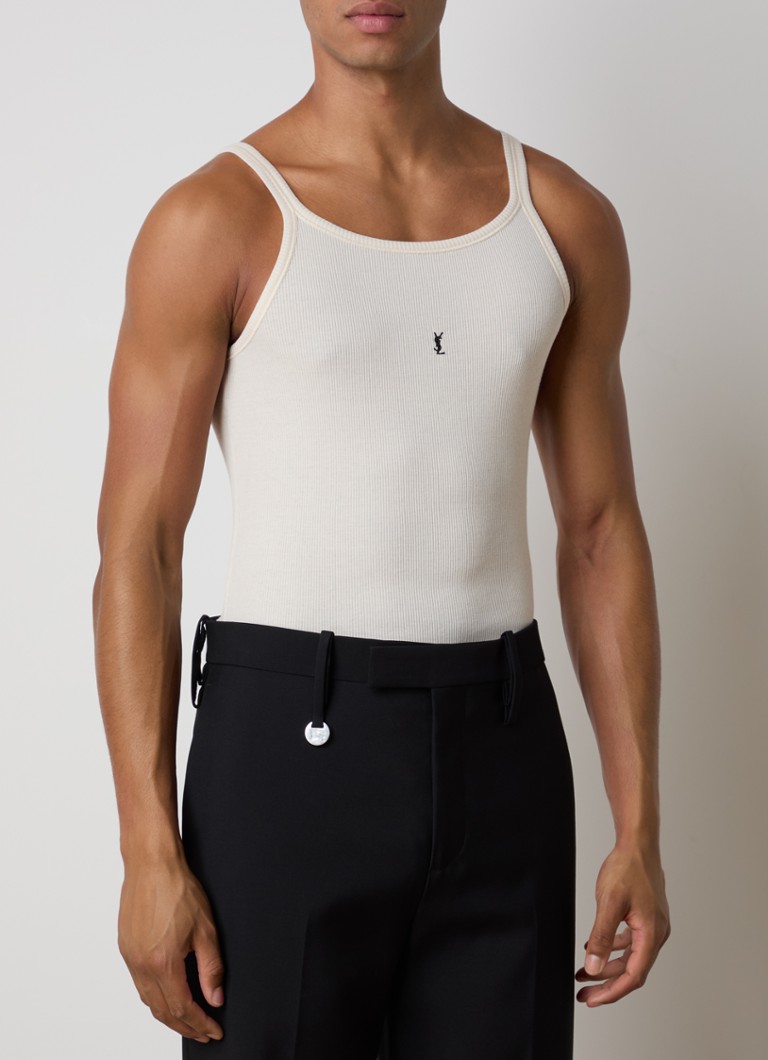 Saint Laurent Tank top with ribbed structure and logo embroidery