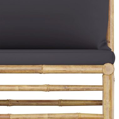 vidaXL Loungesofa 2-tlg. Garten-Lounge-Set mit Kissen Dunkelgrau Bambus, 1 Teile