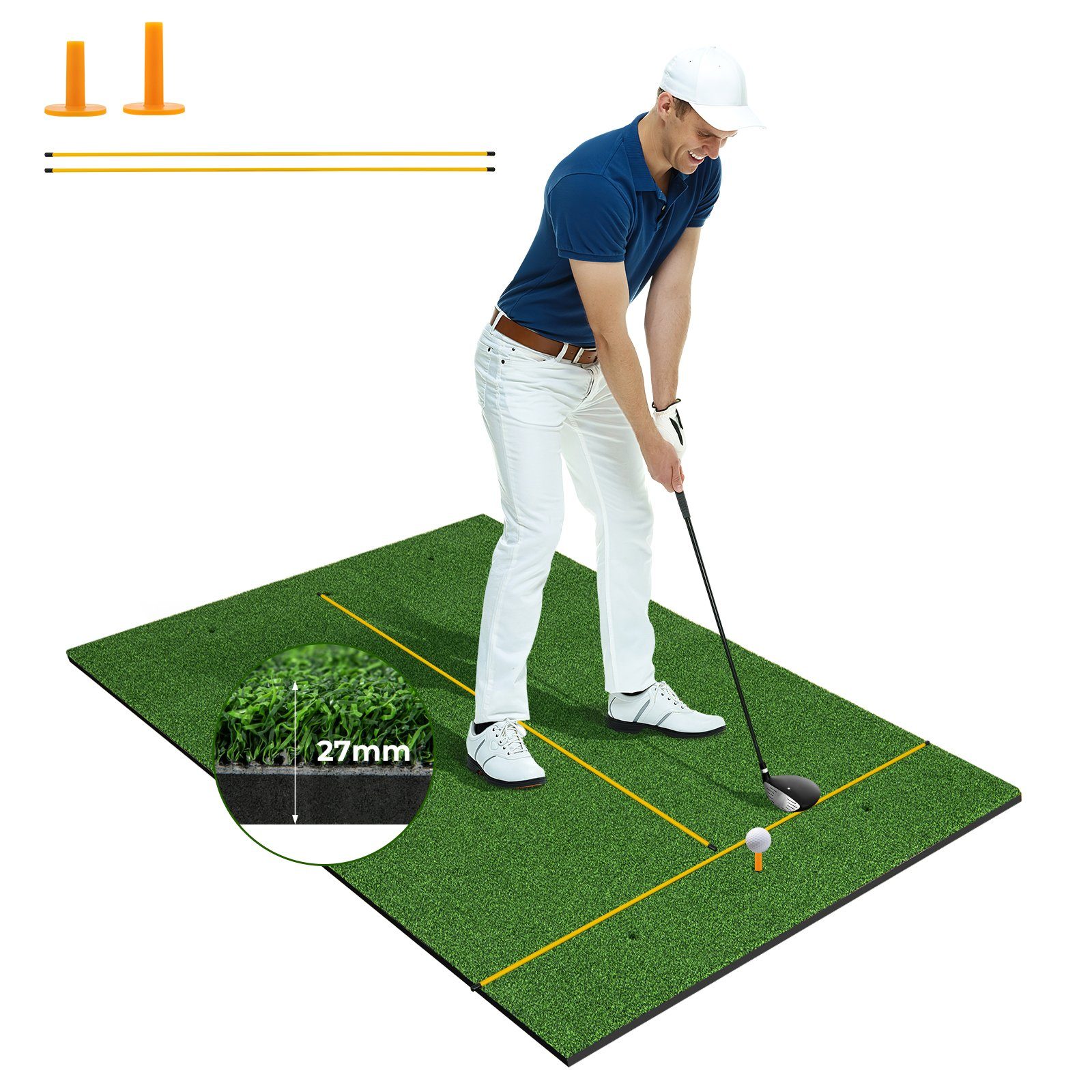 COSTWAY Golf-Abschlagmatte Übungsmatte, mit 2 Golf-Tees