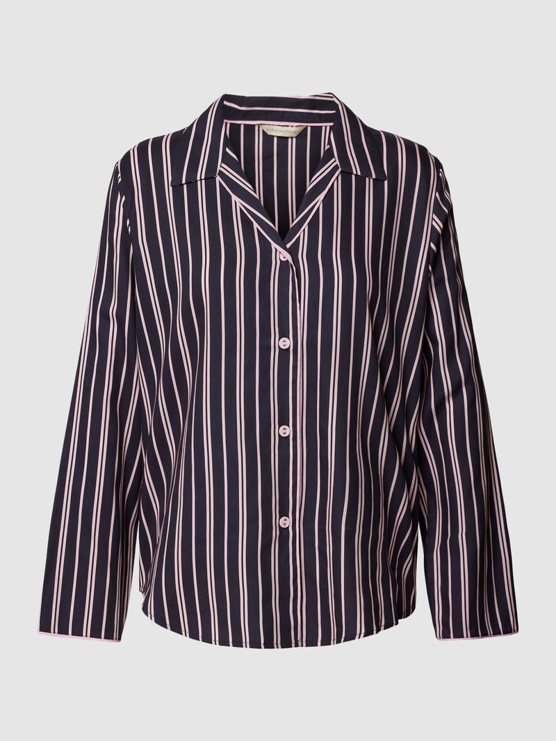 Pyjama-Oberteil mit Streifenmuster Modell 'Estelle' in marineblau